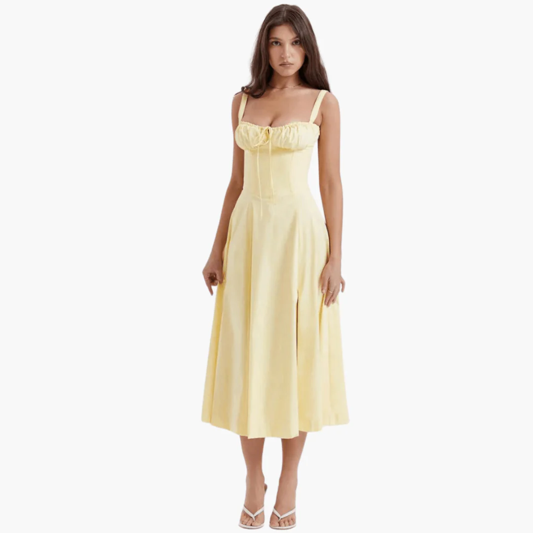 Midi Corsage Sommerkleid für Frauen - Blumenmuster Elegant - Image 3