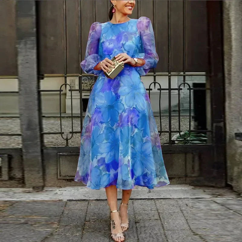 Greta | Damen Midi Kleid Blumenmuster Langarm Leicht – Blumen Midi Langarm 2026 - Image 2