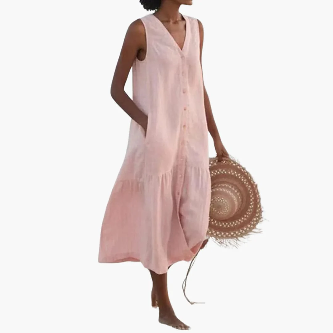 Midi-Kleid mit Knopfleiste für Damen - Sommerliches Shirt Kleid - Image 2