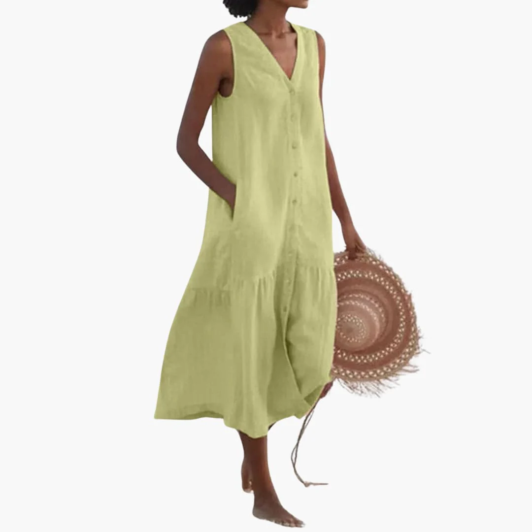 Midi-Kleid mit Knopfleiste für Damen - Sommerliches Shirt Kleid - Image 3