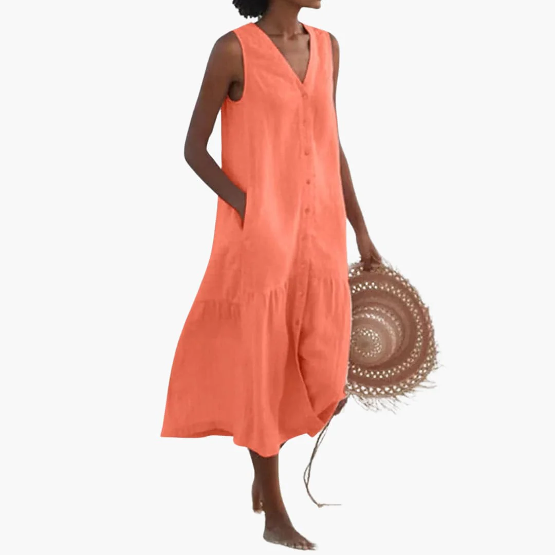 Midi-Kleid mit Knopfleiste für Damen - Sommerliches Shirt Kleid - Image 4