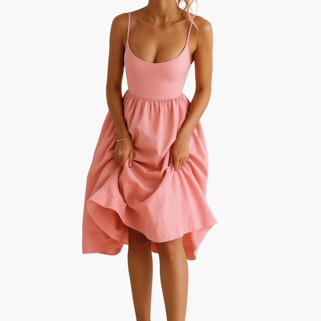 Midikleid Ärmelloses - Sommerkleid für Damen mit Faltenrock - Image 2
