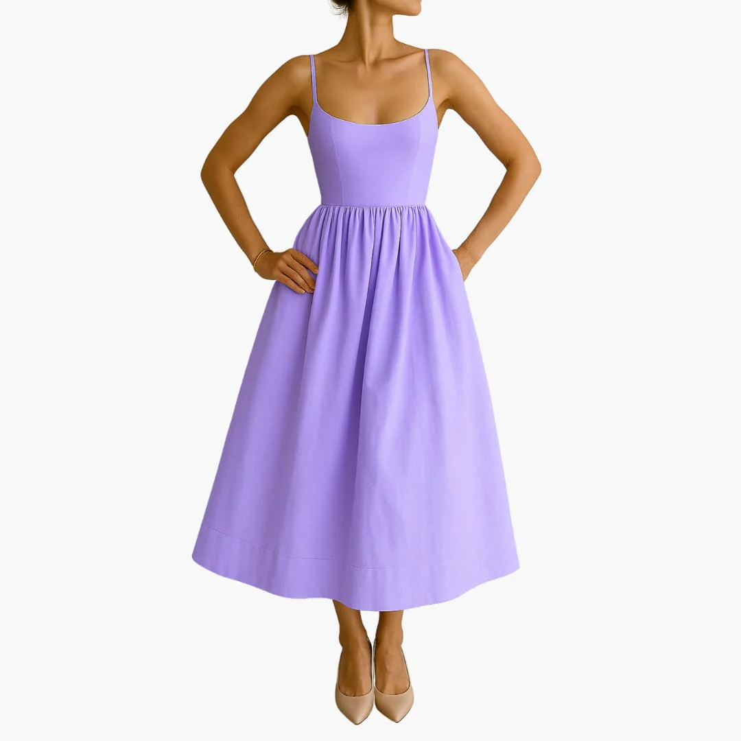 Midikleid Ärmelloses - Sommerkleid für Damen mit Faltenrock - Image 4