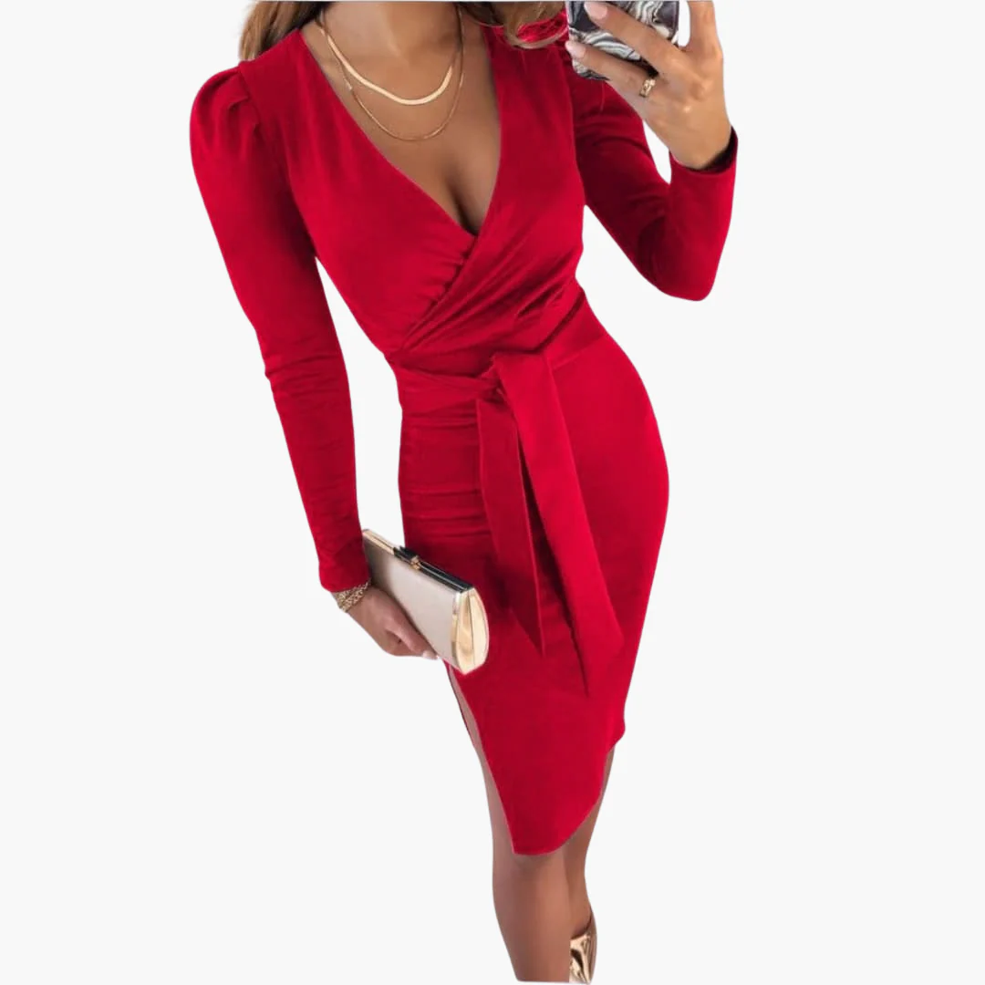 Midikleid mit V-Ausschnitt für Damen – Bindeträger Sommerkleid - Image 2