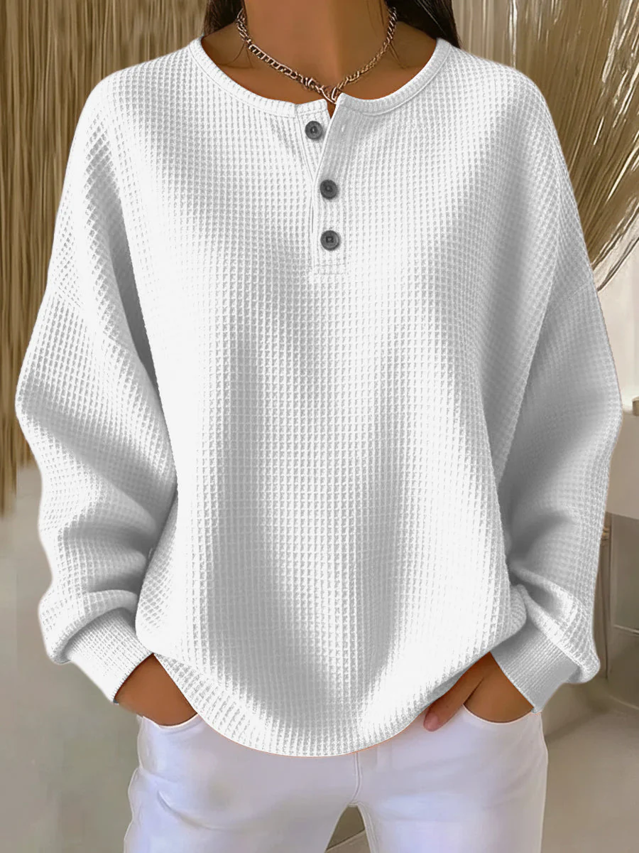 Mila – Strukturiertes Longsleeve mit Knopfleiste Damen - Image 2
