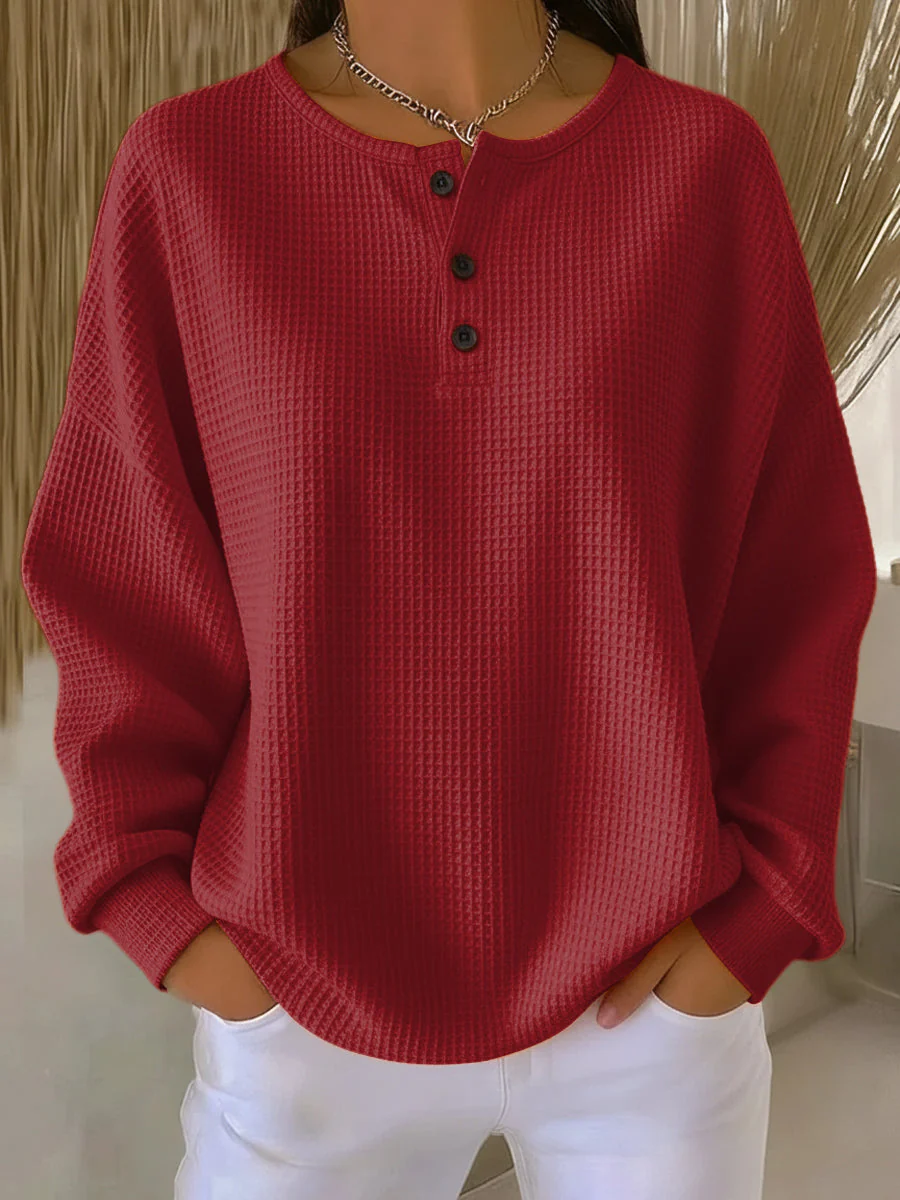 Mila – Strukturiertes Longsleeve mit Knopfleiste Damen - Image 3