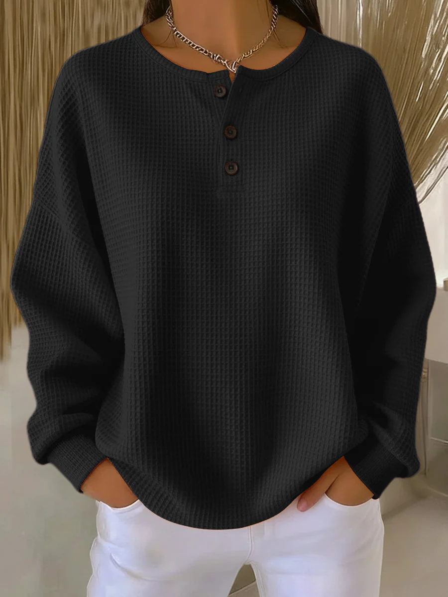 Mila – Strukturiertes Longsleeve mit Knopfleiste Damen - Image 4