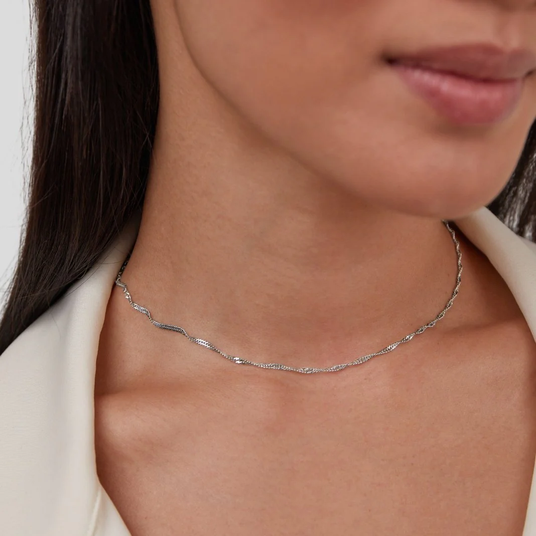 Mila Twist Silber Kettenhalsband - Image 2