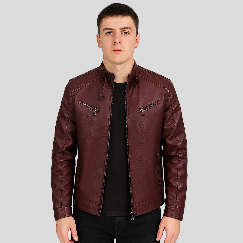 Milan | Herren-Bikerjacke aus PU-Leder mit Stehkragen - Image 2