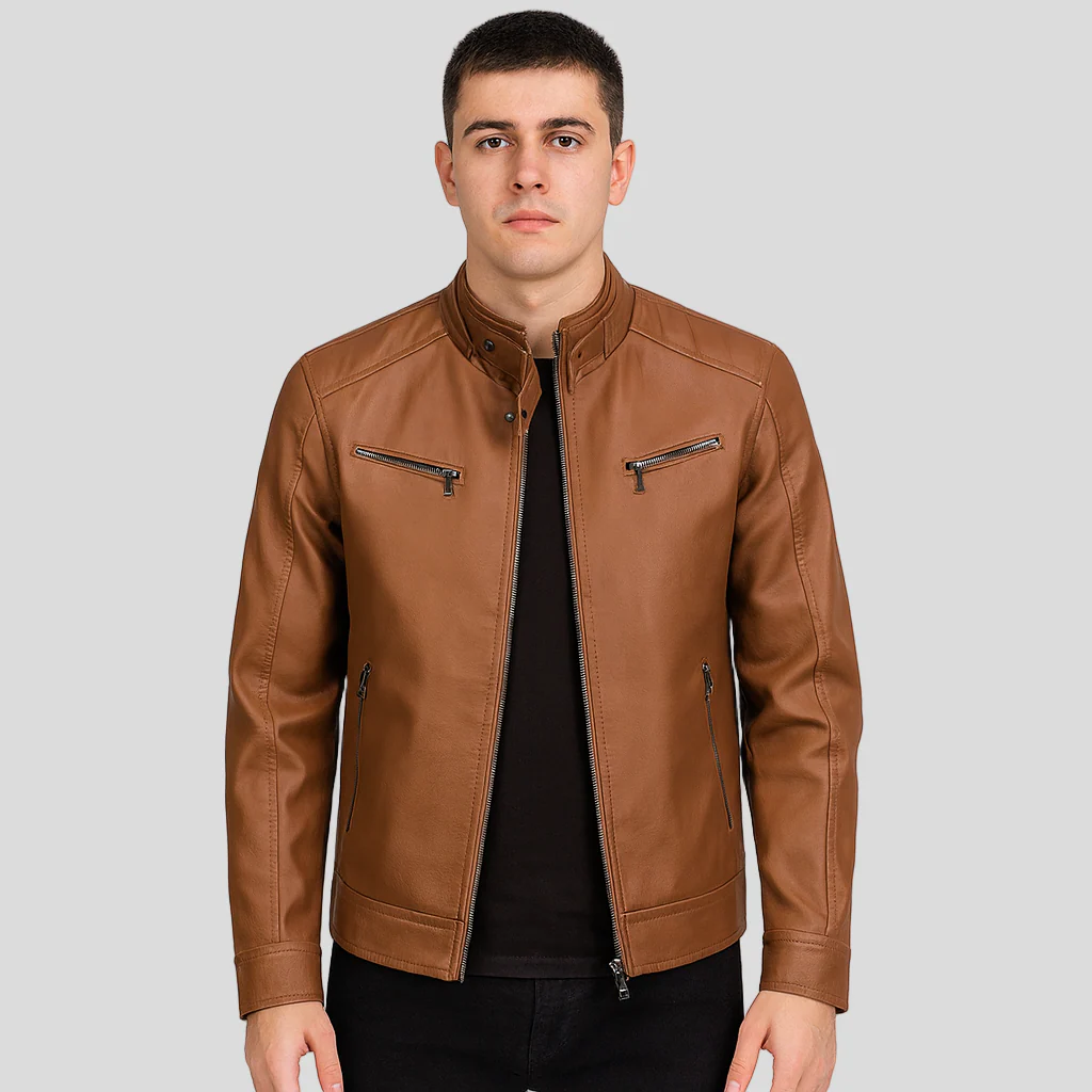 Milan | Herren-Bikerjacke aus PU-Leder mit Stehkragen - Image 3