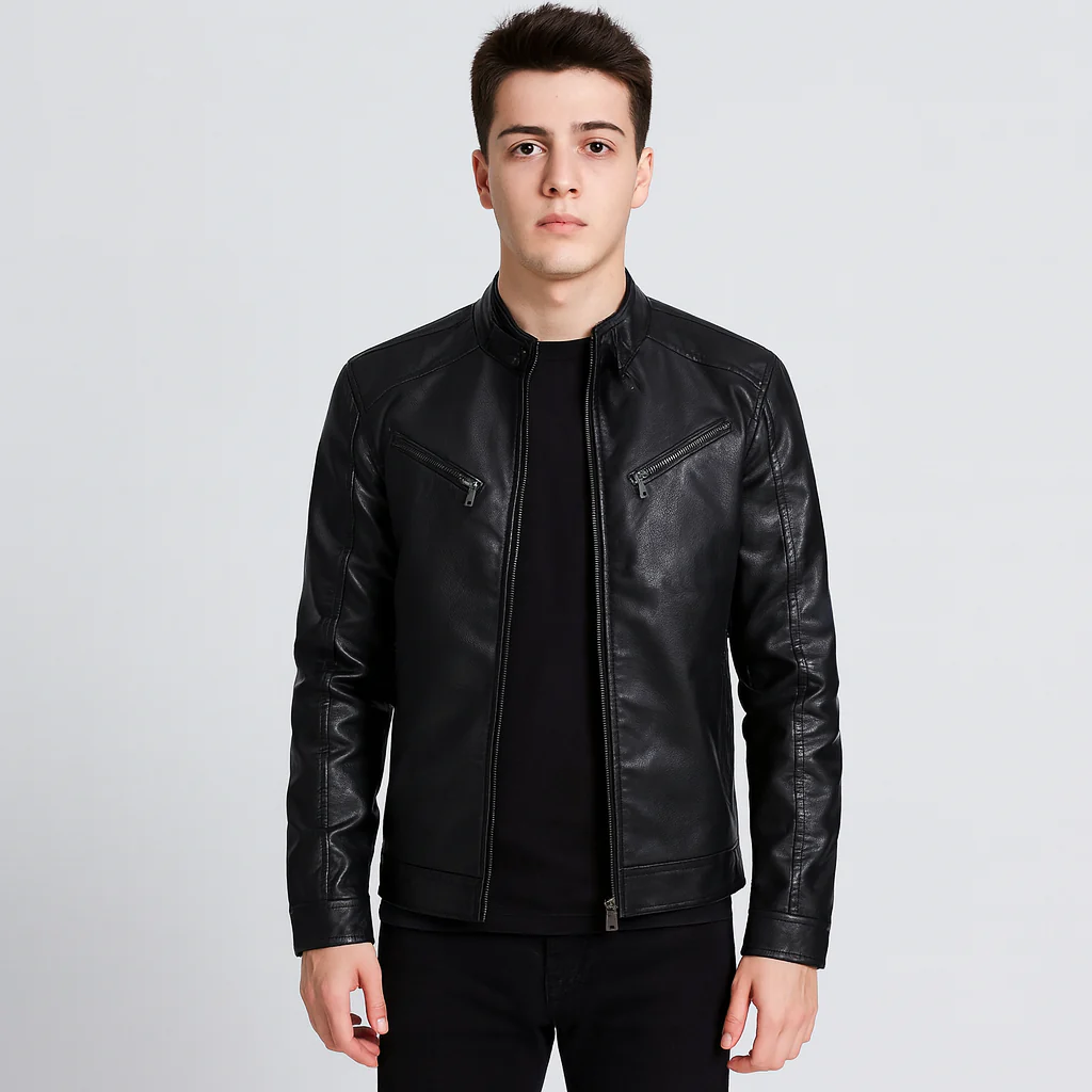 Milan | Herren-Bikerjacke aus PU-Leder mit Stehkragen - Image 4