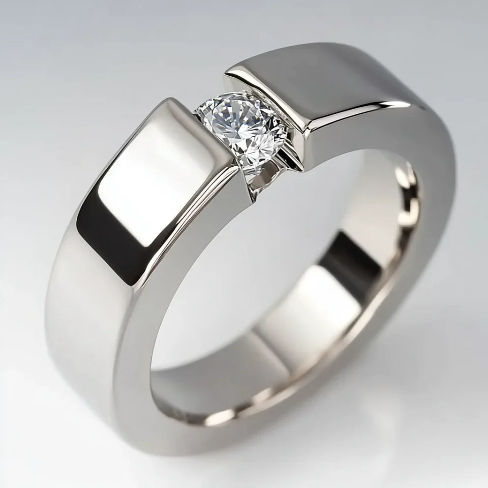 Minimalistischer versilberter Ring mit Vintage-Zirkonia - Image 2