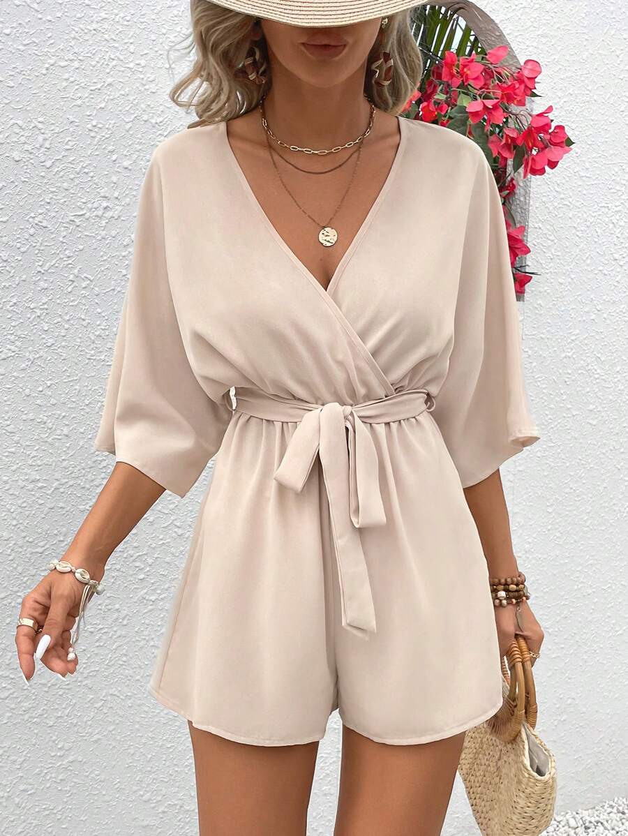Mira – Damen Wickel Jumpsuit Mit Blumenspitze Für Urlaub - Image 2