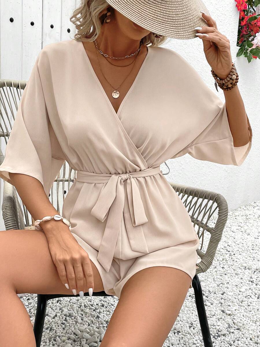 Mira – Damen Wickel Jumpsuit Mit Blumenspitze Für Urlaub - Image 3