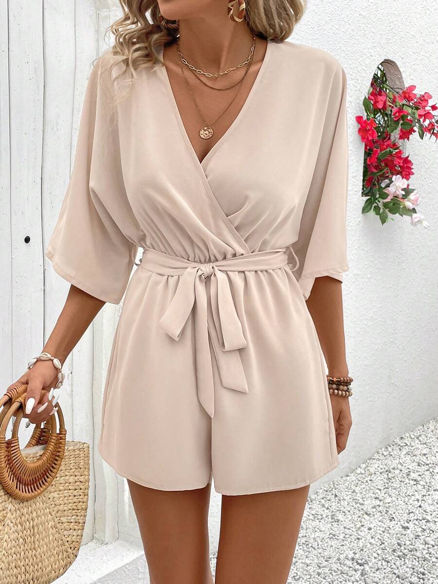 Mira – Damen Wickel Jumpsuit Mit Blumenspitze Für Urlaub - Image 4