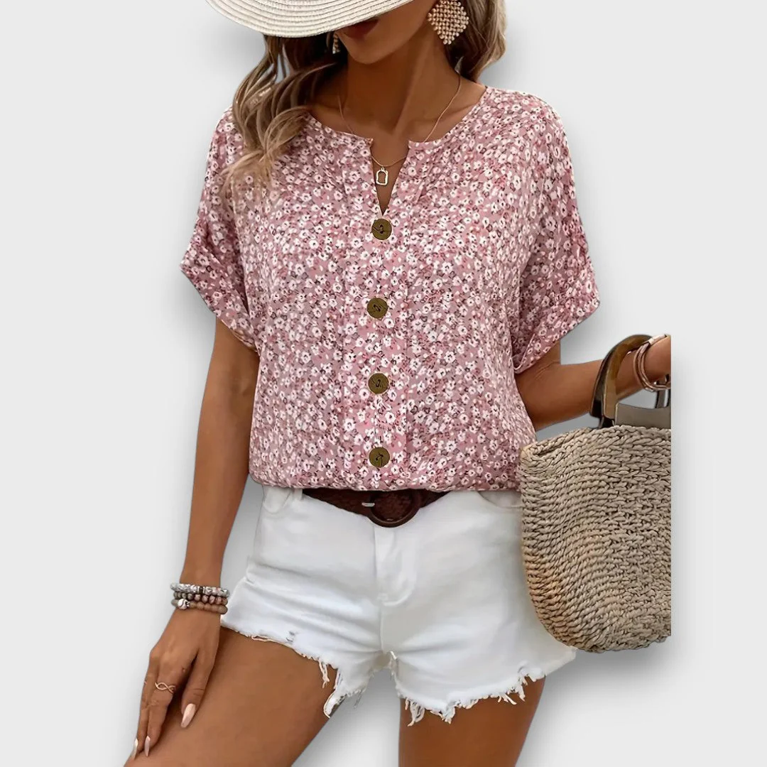 Mirena – Bluse mit floralem Muster und Knopfleiste