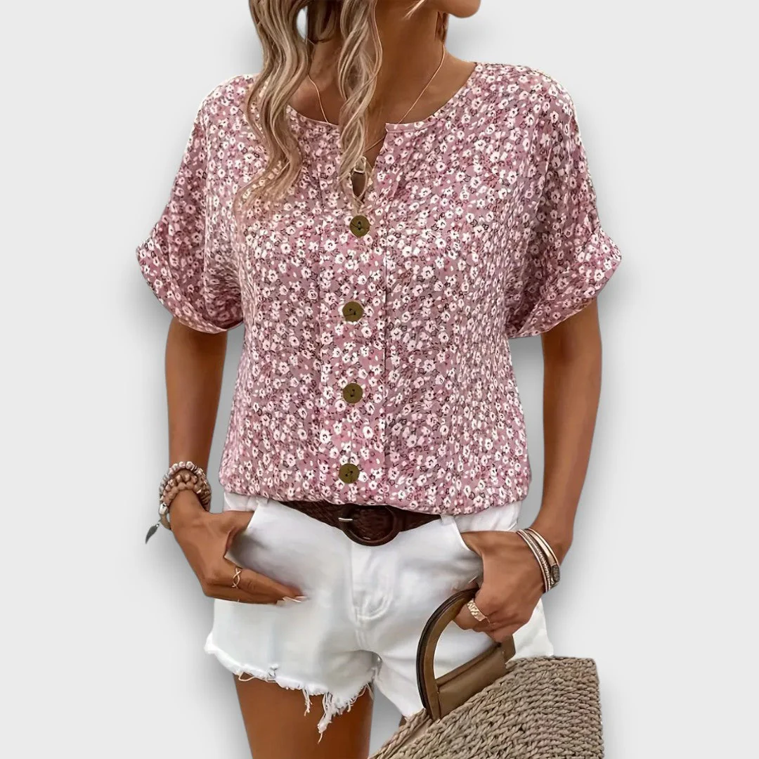 Mirena – Bluse mit floralem Muster und Knopfleiste - Image 4