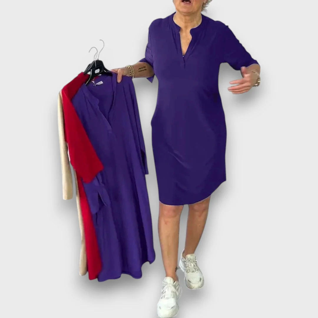 Mireysa – Kleid mit V-Ausschnitt und 3/4-Ärmeln - Image 2