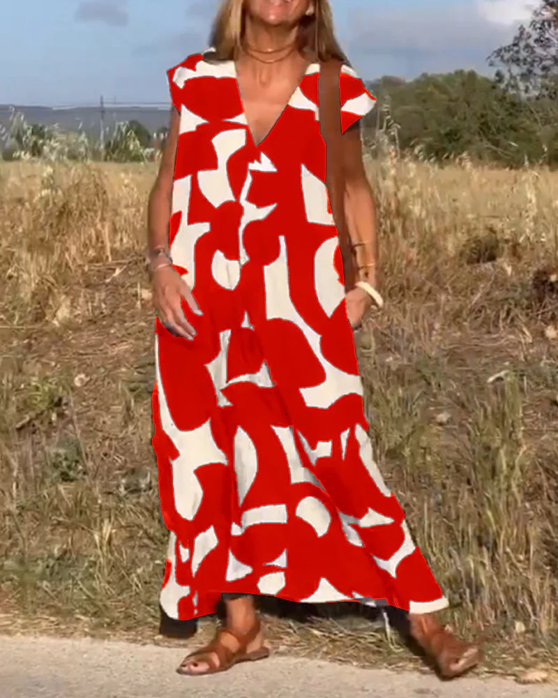 Miriam | Bedrucktes Maxikleid mit V-Ausschnitt - Image 3
