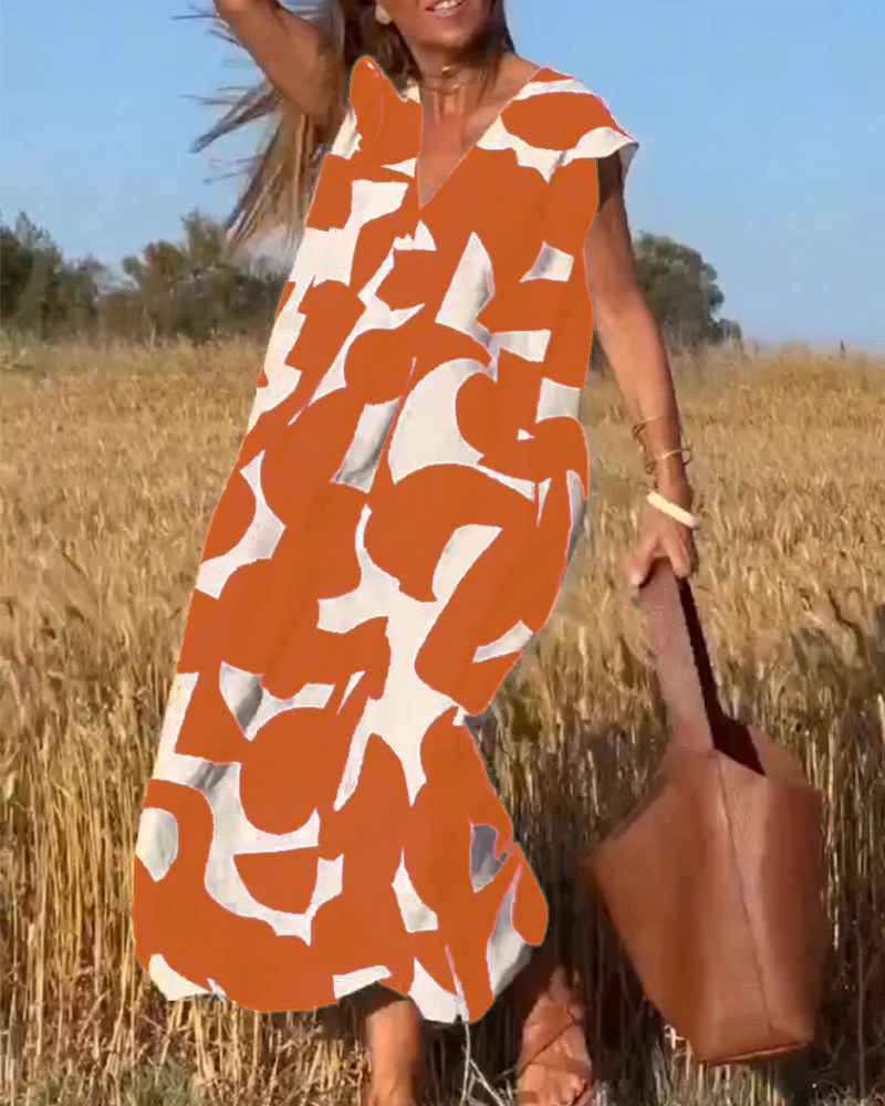Miriam | Bedrucktes Maxikleid mit V-Ausschnitt - Image 4