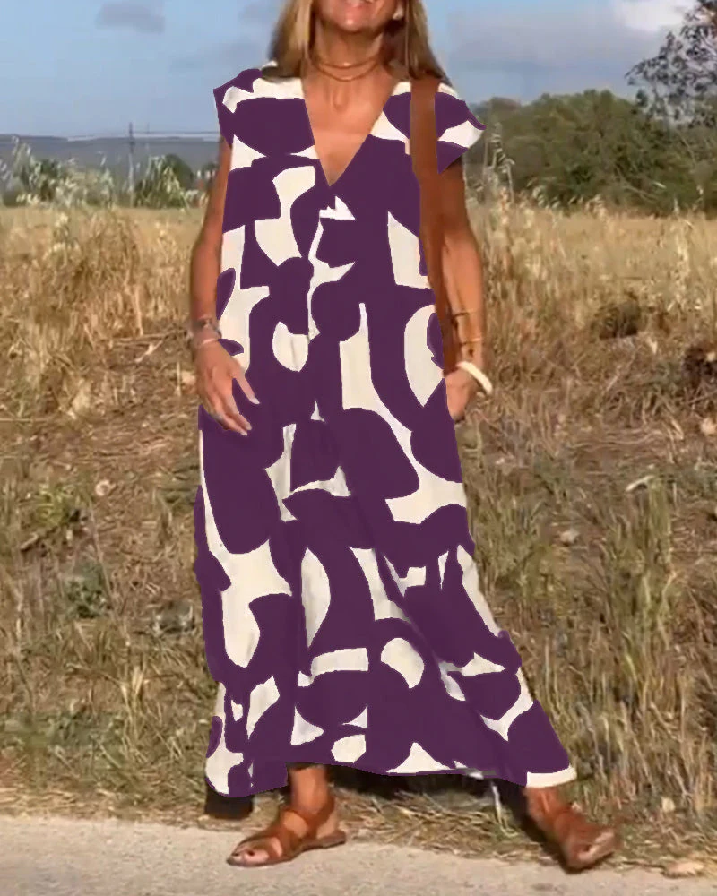 Miriam | Bedrucktes Maxikleid mit V-Ausschnitt - Image 5