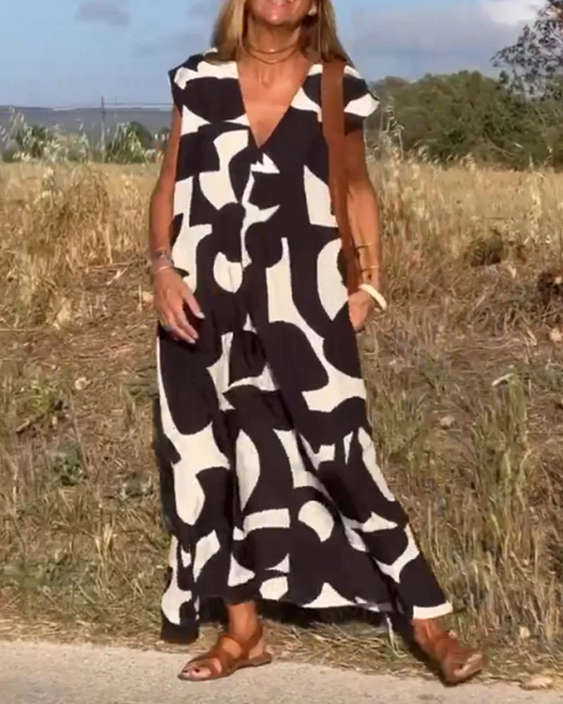 Miriam | Bedrucktes Maxikleid mit V-Ausschnitt - Image 6