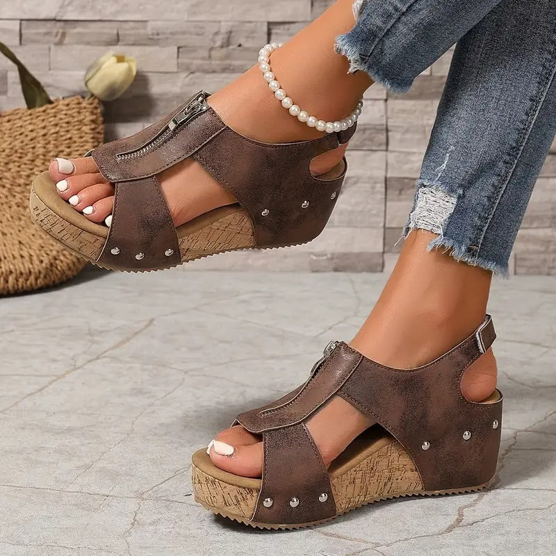 Misfa | Stylische Retro-Keilsandalen mit Reißverschluss - Image 5