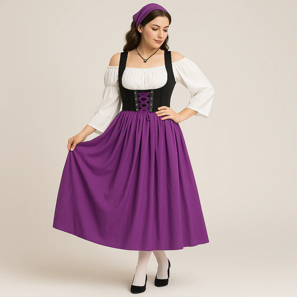 Mittelalterliches Dirndl Damen – Elegantes Trachtenkleid im bayerischen Bauernstil fürs Oktoberfest - Image 2