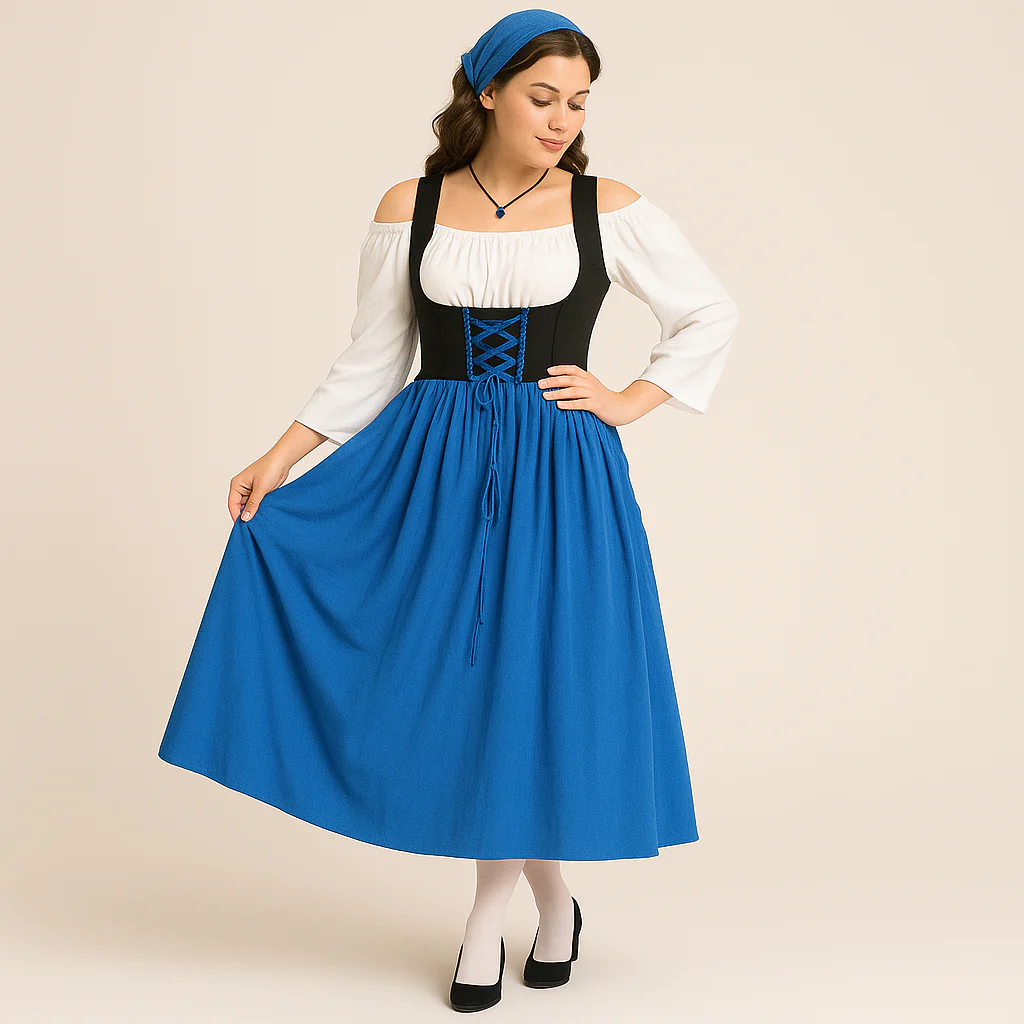 Mittelalterliches Dirndl Damen – Elegantes Trachtenkleid im bayerischen Bauernstil fürs Oktoberfest - Image 3