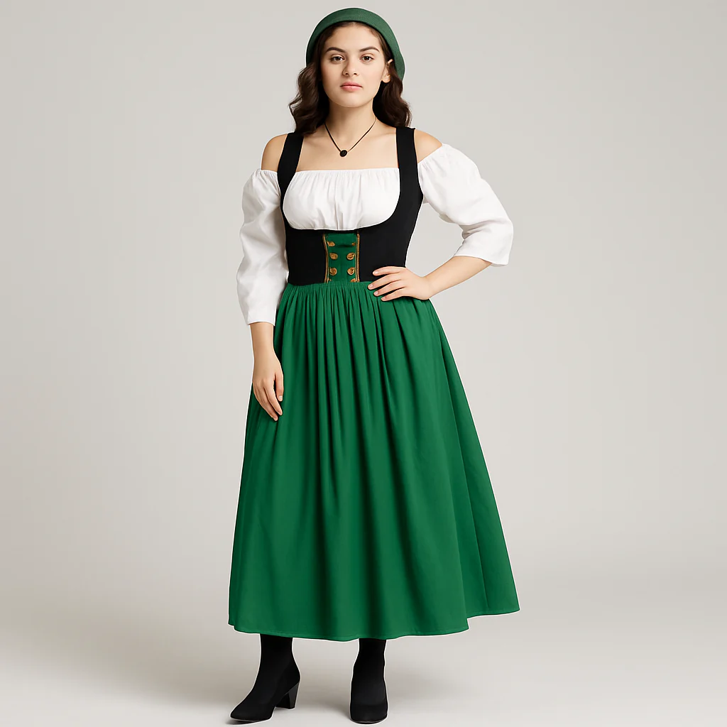Mittelalterliches Dirndl Damen – Elegantes Trachtenkleid im bayerischen Bauernstil fürs Oktoberfest - Image 4