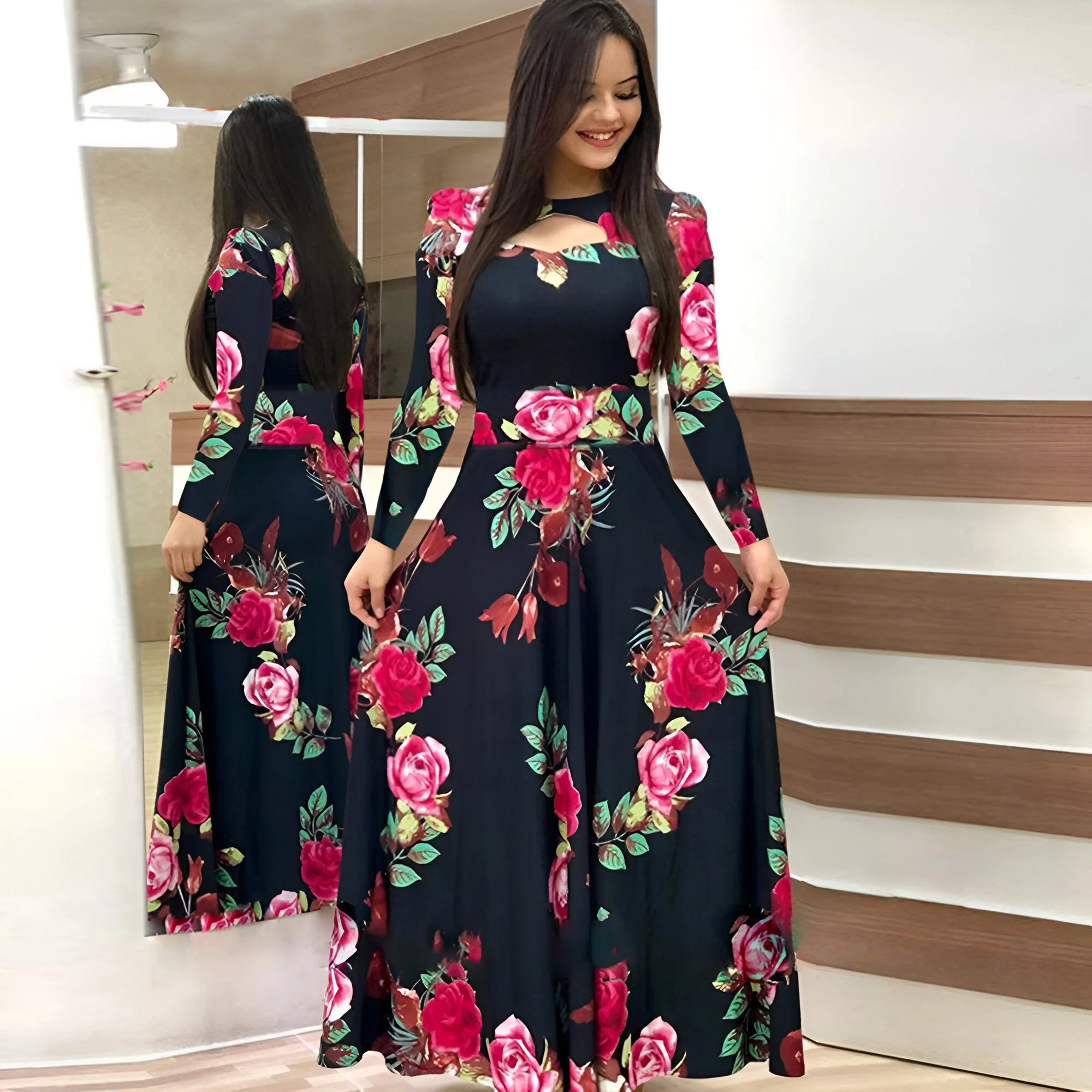 Monika | Elegantes Blumen-Maxikleid für den Herbst - Image 7