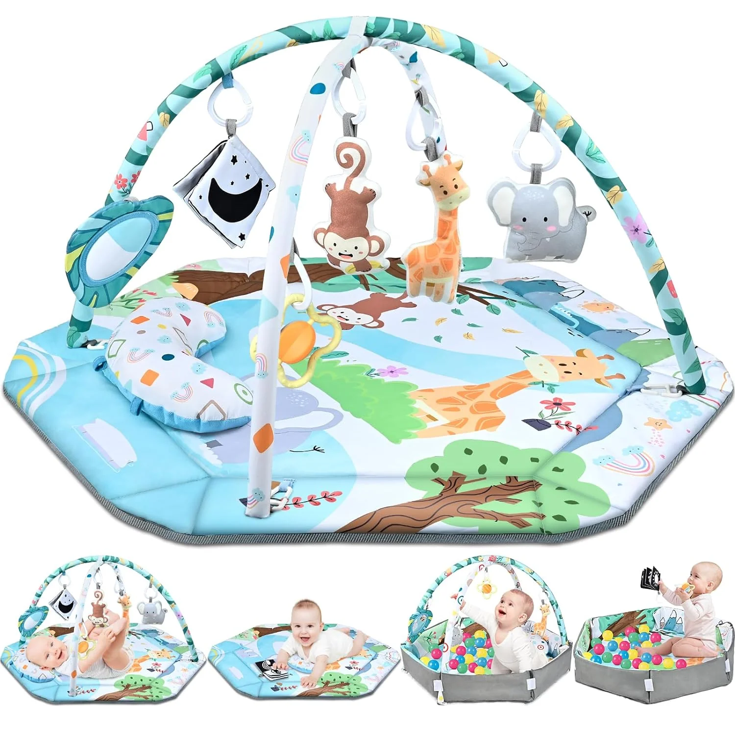 Multifunktionale 8-in-1-Spielmatte für Babys – Abnehmbare sensorische Spielzeuge mit weichem Schaumstoffdesign für Babys - Image 2