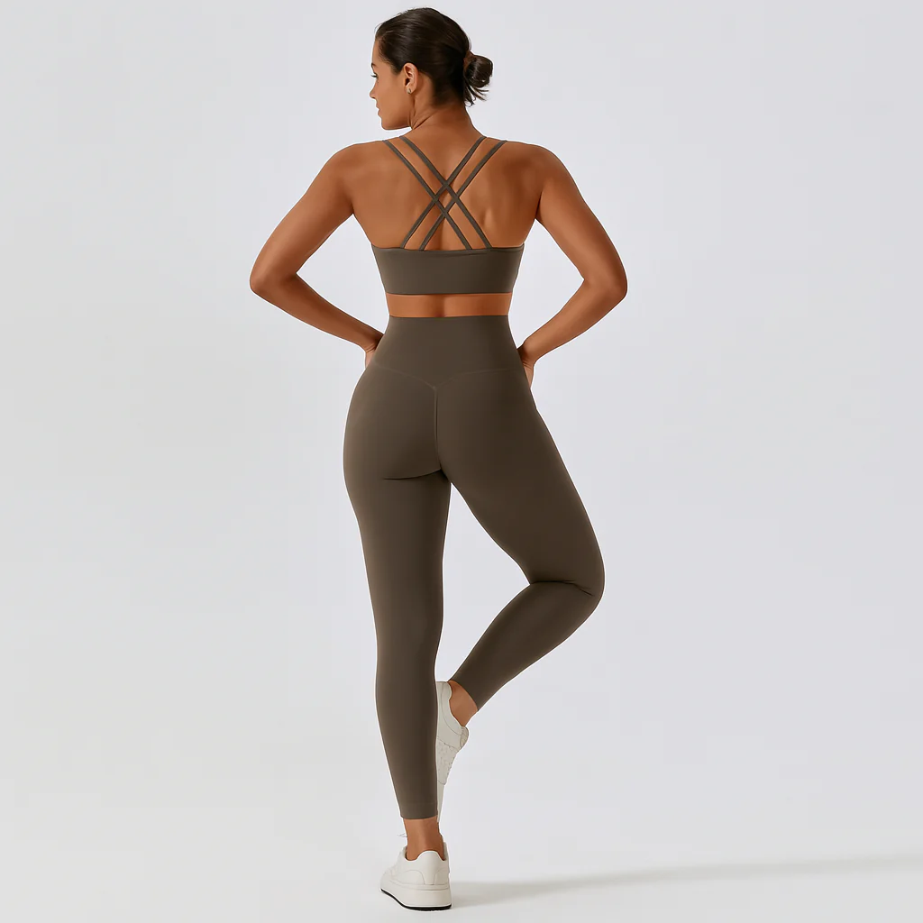 Nahtloses Yoga- und Pilates-Set für Damen – Leggings und Top mit hoher Taille, 2-teilige Activewear - Image 4