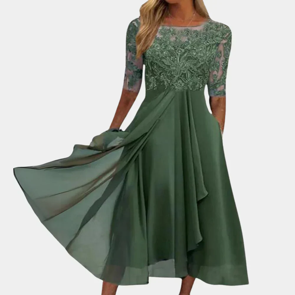 Naida – Elegantes Midikleid aus Spitze und Chiffon - Image 2