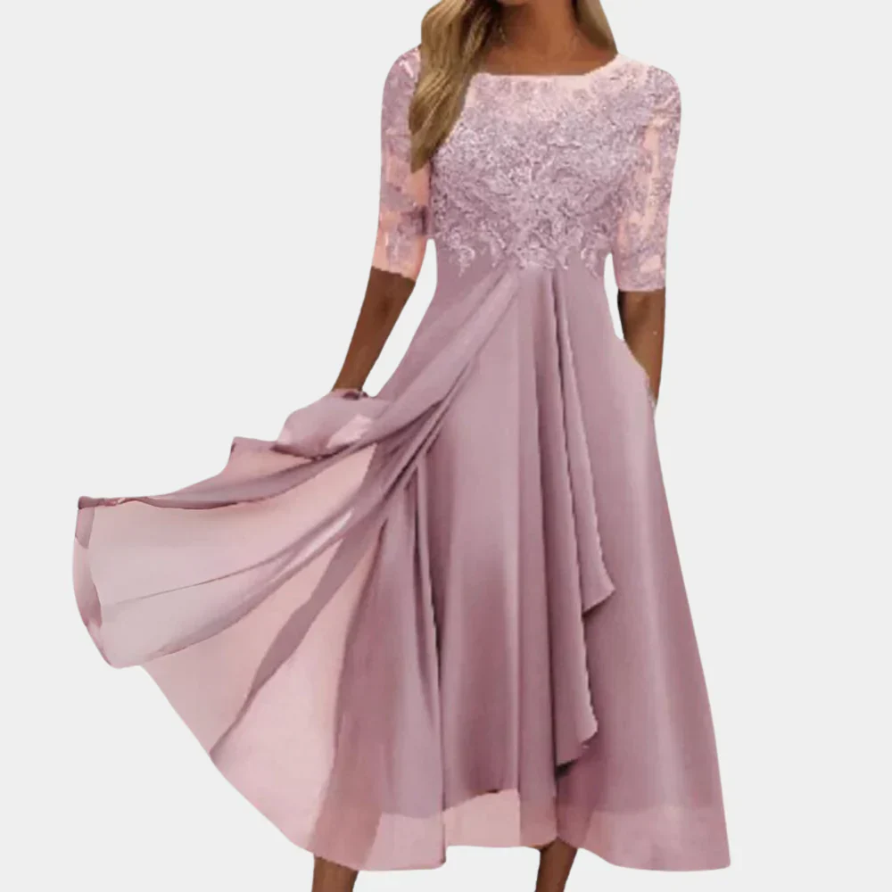 Naida – Elegantes Midikleid aus Spitze und Chiffon - Image 4