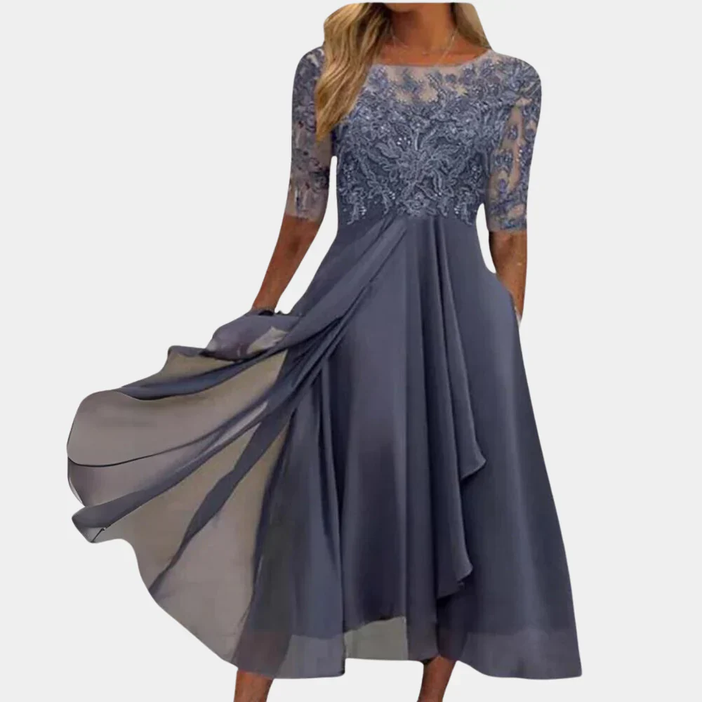 Naida – Elegantes Midikleid aus Spitze und Chiffon - Image 5