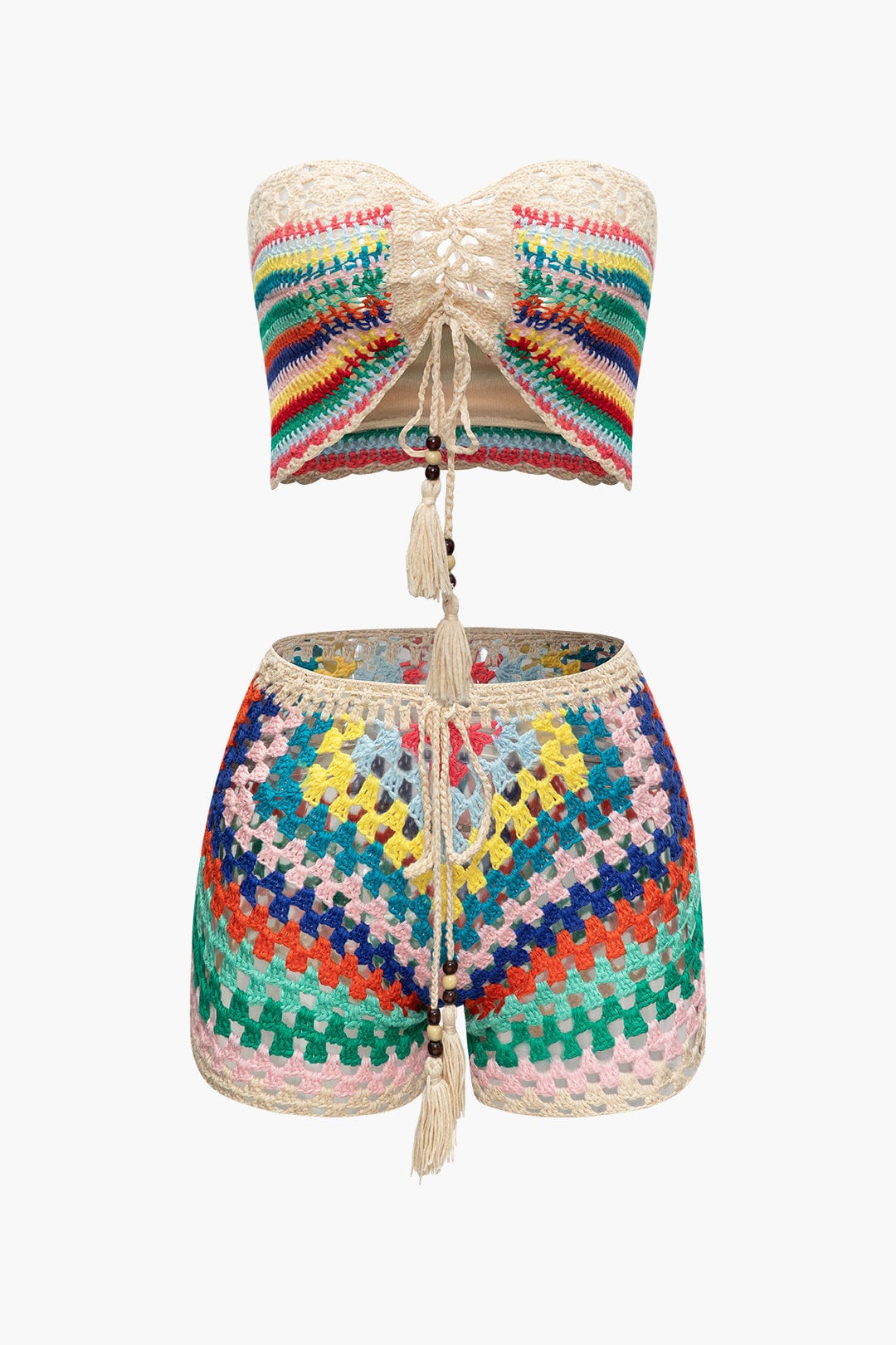 Naila | Boho-Strick-Zweiteiler mit Bustier & Shorts - Image 11
