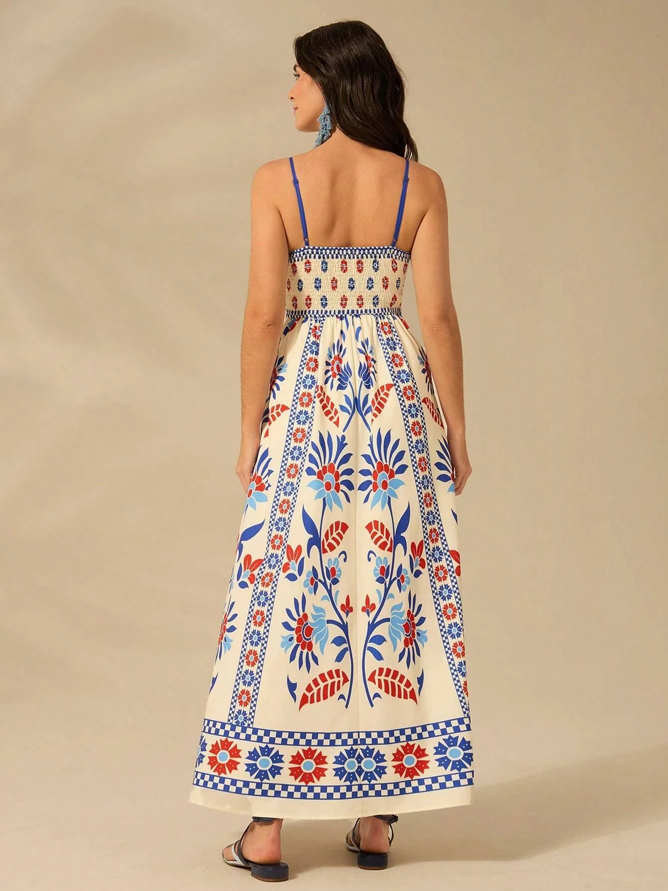 Nancy | Langes Bedrucktes Kleid mit schmalen Trägern - Image 4