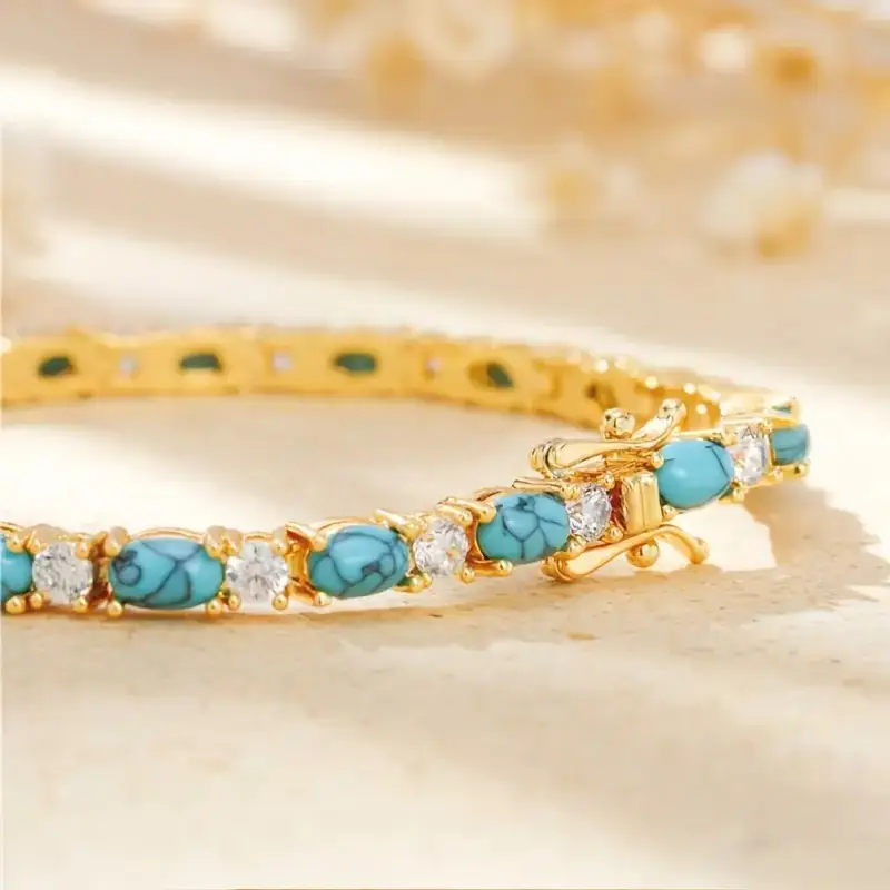 Natürliche Türkisarmband mit Goldakzenten - Image 3
