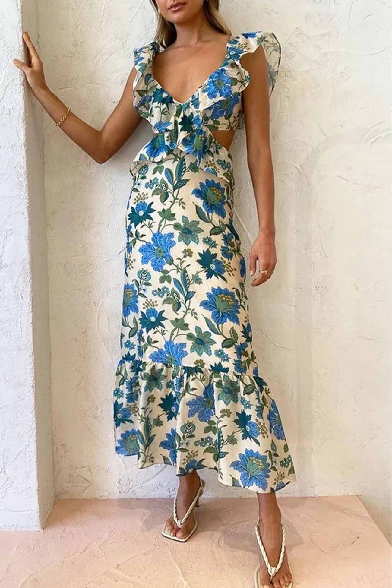 Nayix | Rüschen-Maxikleid Mit Cut-Outs - Image 2