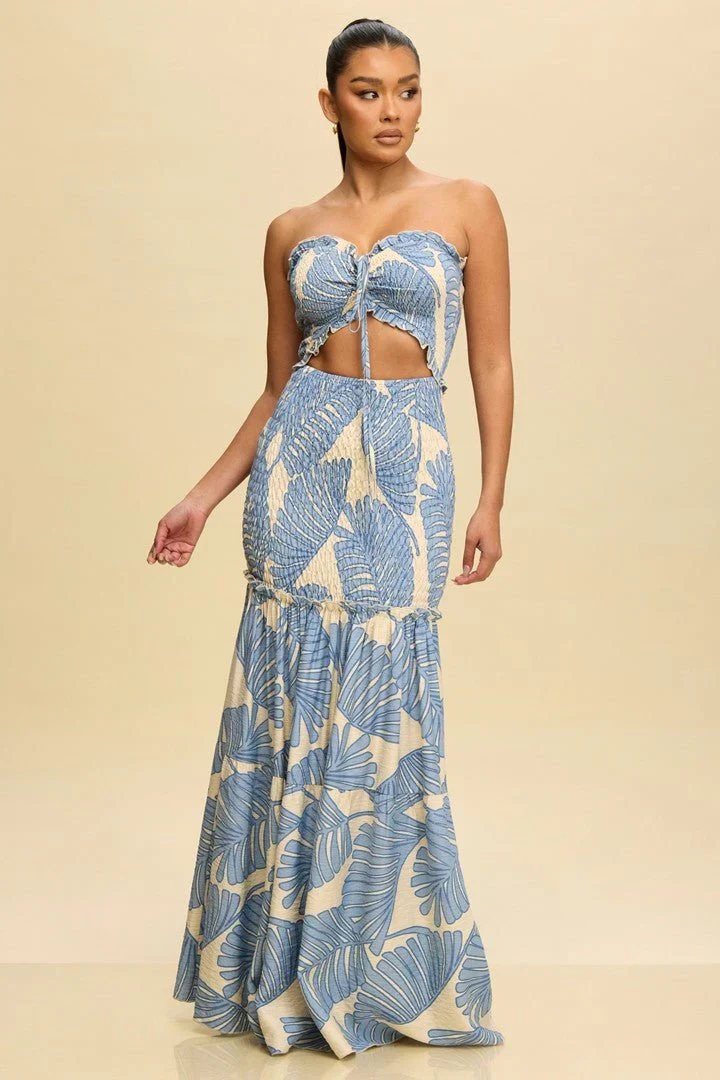 Naysa | Trägerloses Maxikleid mit tropischem Print - Image 3