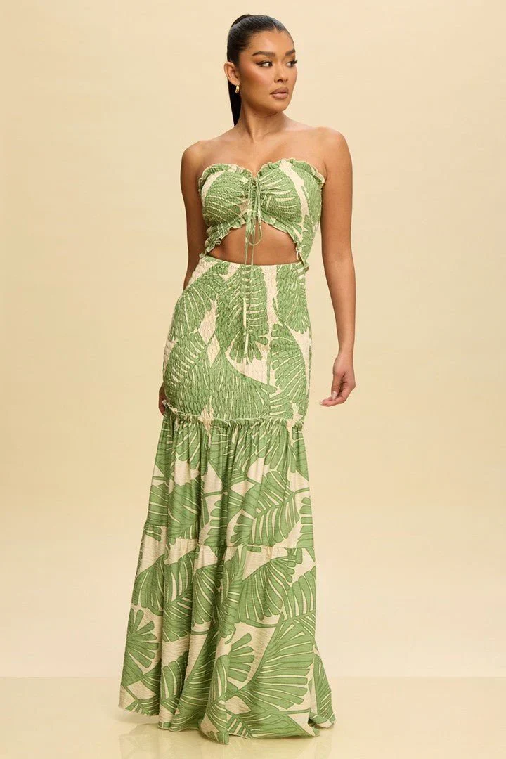Naysa | Trägerloses Maxikleid mit tropischem Print - Image 4