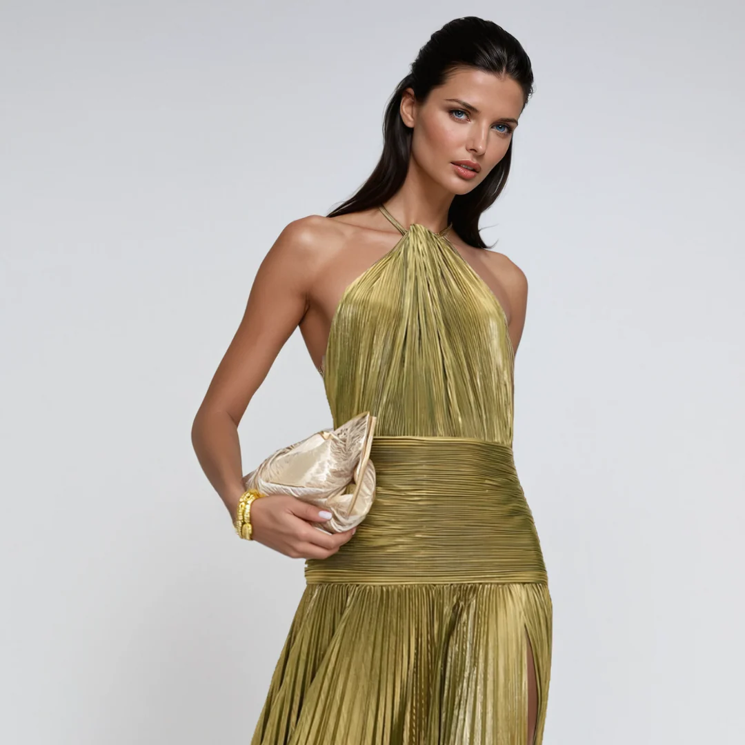 NEFIRA  | Langes metallisiertes Kleid - Image 5
