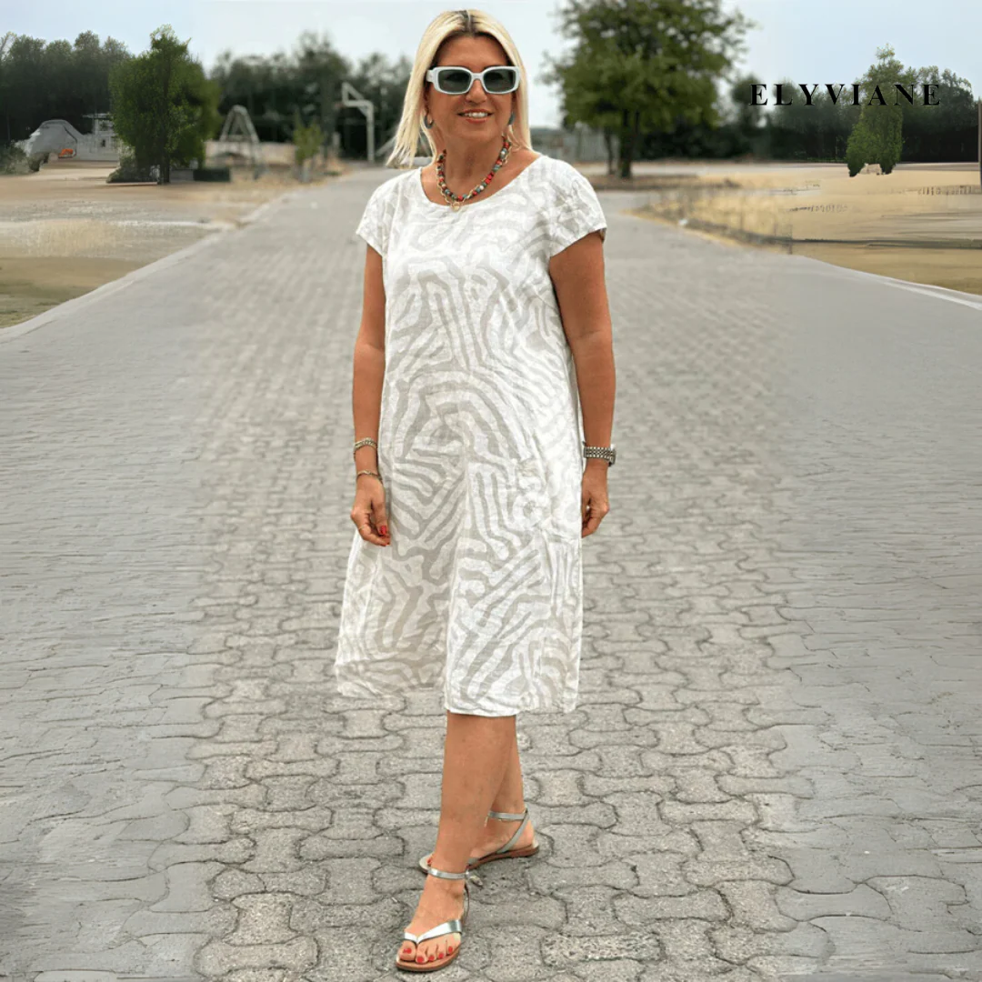 Nelia | Sommerkleid mit Rundhalsausschnitt und elegantem Muster - Image 3