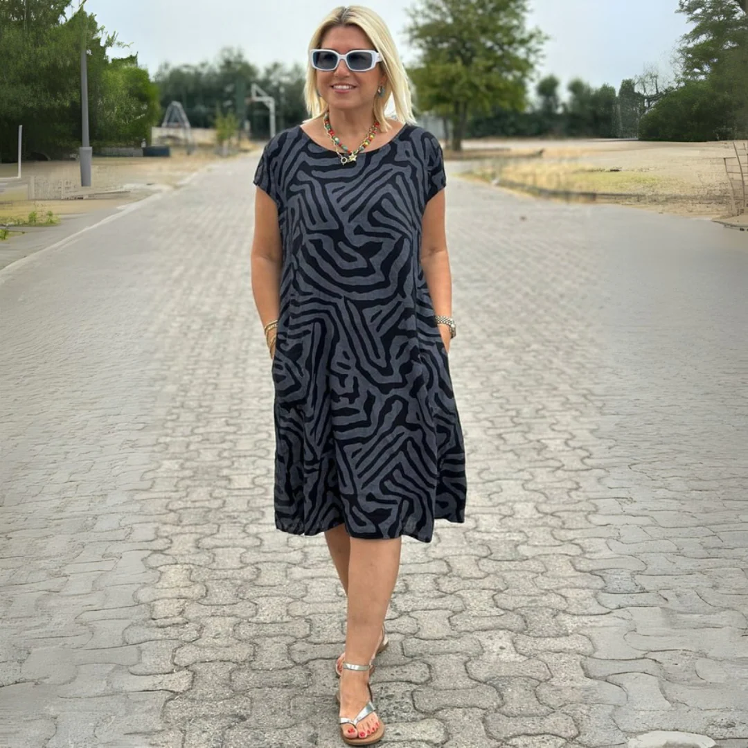 Nelia | Sommerkleid mit Rundhalsausschnitt und elegantem Muster - Image 6
