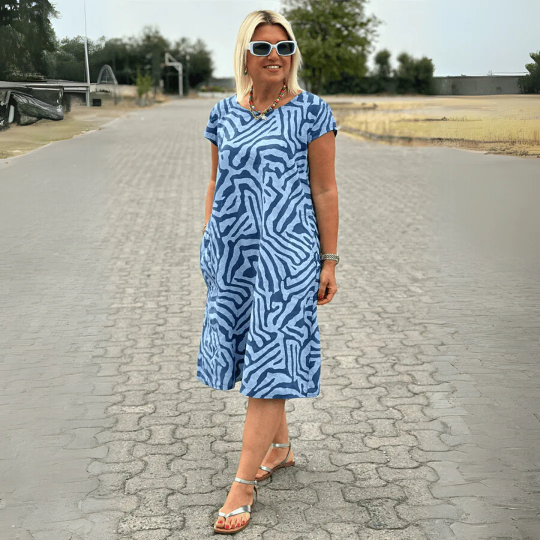 Nelia | Sommerkleid mit Rundhalsausschnitt und elegantem Muster - Image 9