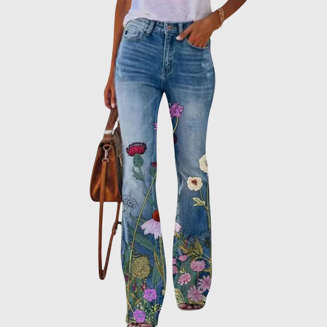 Nicole | Damen Blumen Bedruckte Enge Jeans - Image 6
