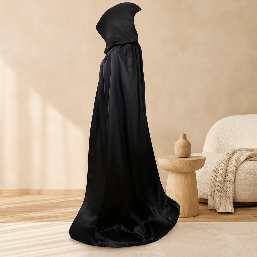 NightShade Halloween Cape – Schwarzes Polyester Kostüm mit Kapuze - Image 3
