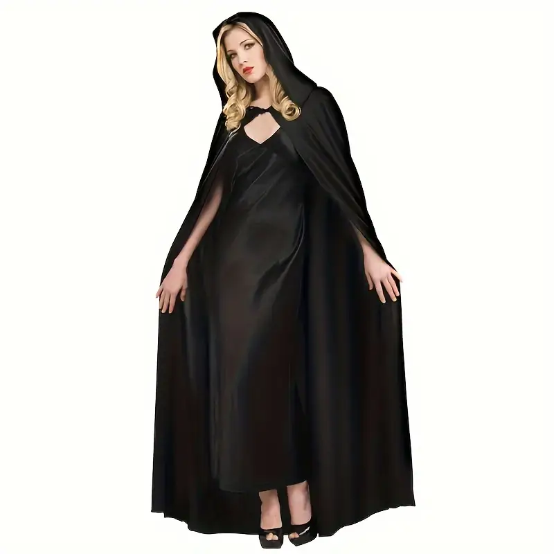 NightShade Halloween Cape – Schwarzes Polyester Kostüm mit Kapuze - Image 5