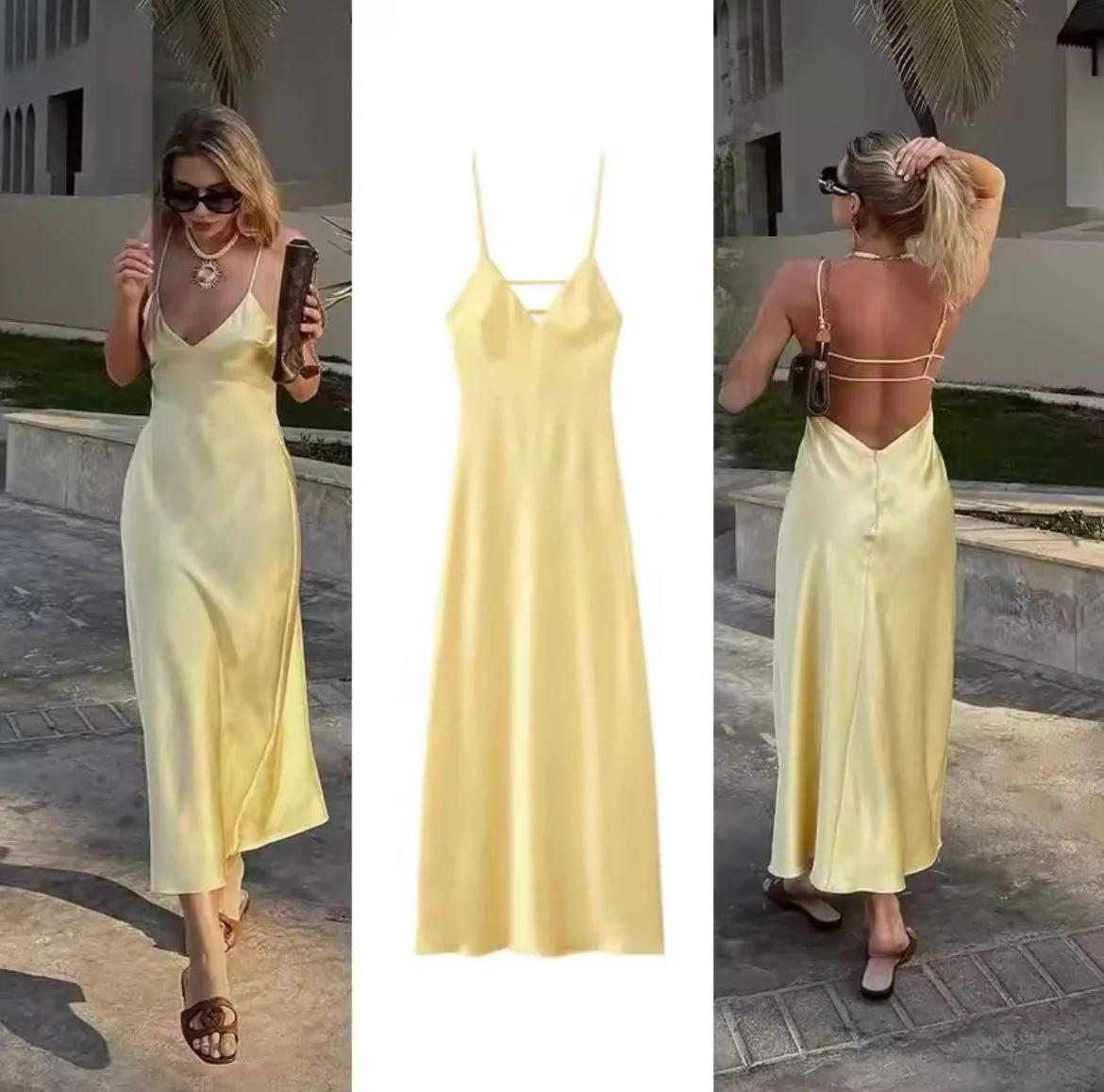 Nikka - Langes Satin-Slip-Maxikleid - Image 4